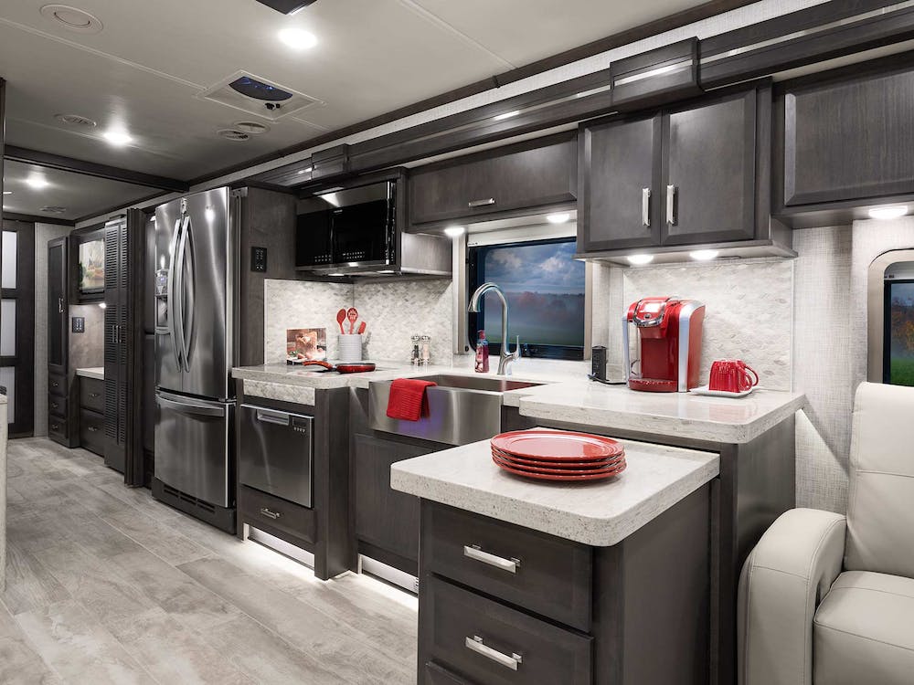 2022 Thor Tuscany Class A Diesel Pusher RV 45MX Kitchen - Studio Collection™ Portofino Regatta Cabinetry