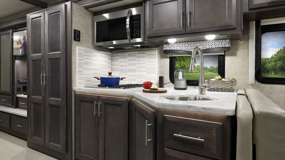 2022 Thor Magnitude Class C RV BT36 Kitchen - Black Diamond Regatta Cabinetry