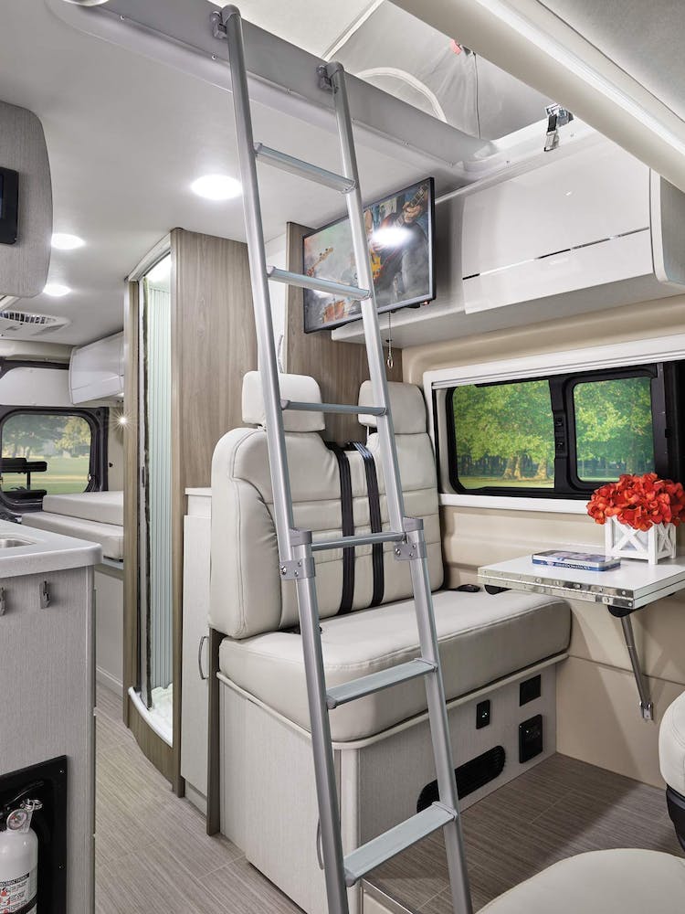 2021 Thor Tellaro Class B RV 20A Camper Top Pop Top Ladder SkyBunk® Ladder Sky Bunk - Crisp Linen Modern White Cabinetry