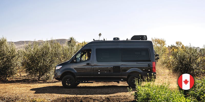 Tranquility Sprinter in desert with canada flag emblem