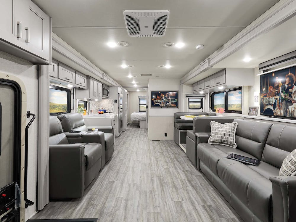 2023 Thor Miramar Class A RV 35.2 front to back Moonstone Shell Gray Cabinetry