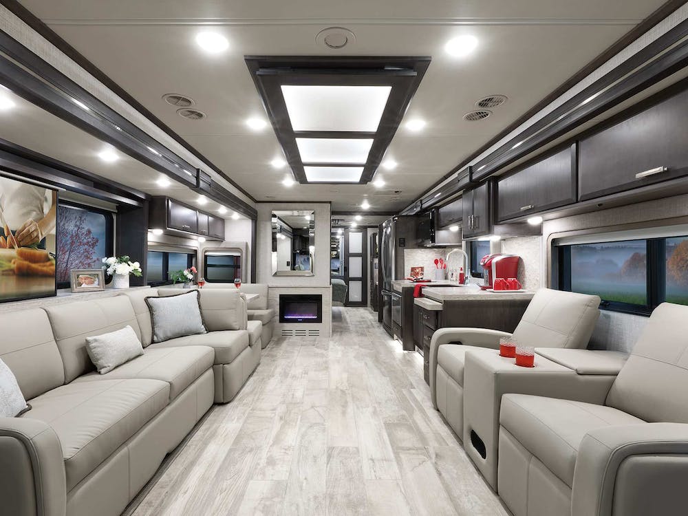 2022 Thor Tuscany Class A Diesel Pusher RV 45MX Front to Back - Studio Collection™ Portofino Regatta Cabinetry