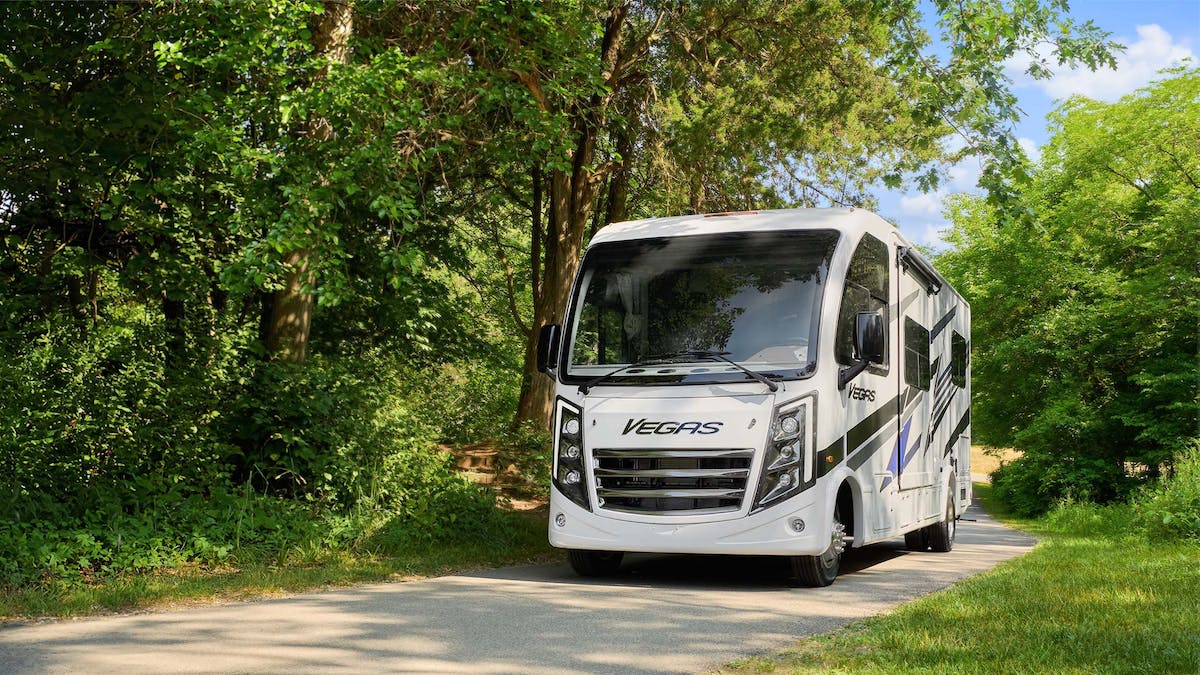 2024 Vegas Class A Motorhome in Spectra Blue paint exterior