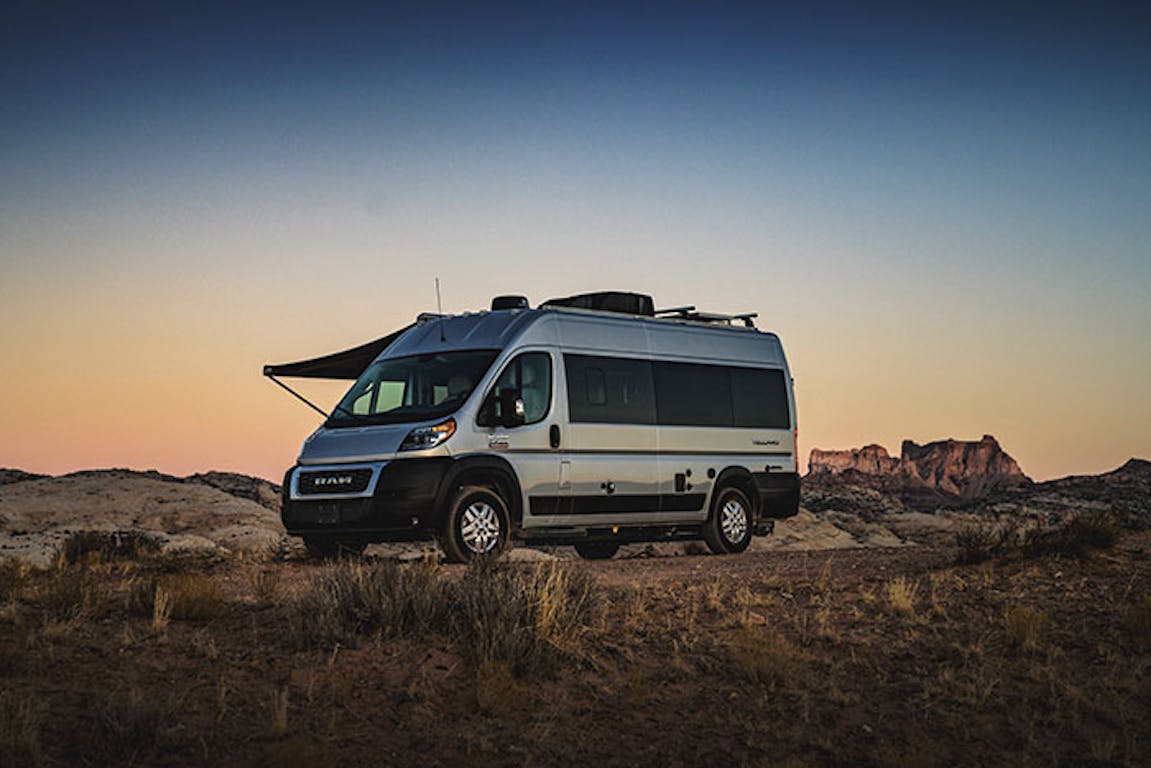 2021 Tellaro Class B Camper Van RV Lifestyle Exterior in Utah Corporate photo shoot